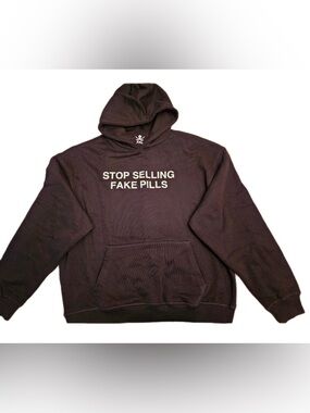 Infame Outrage STOP SELLING FAKE PILLS Black Reflective Hoodie Oversized